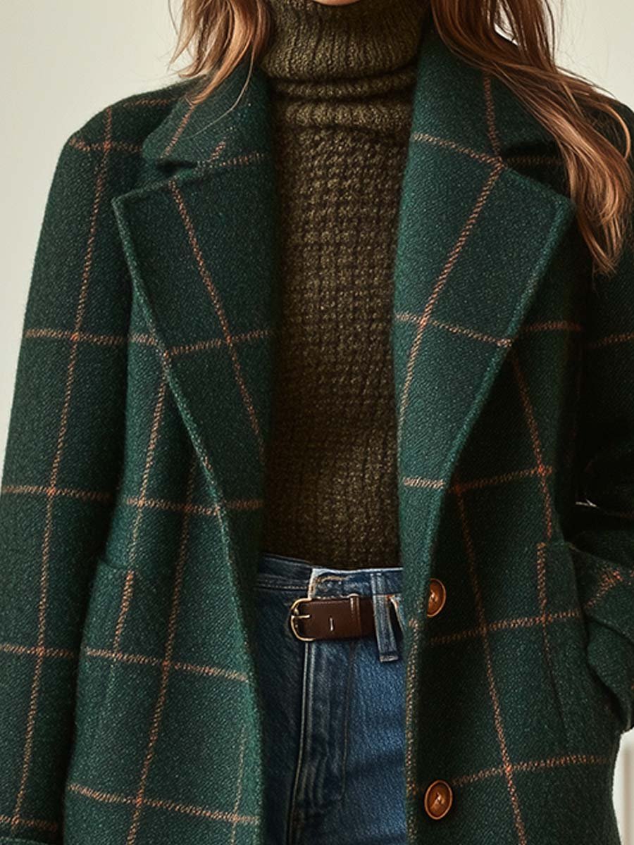 Yves Paris |Manteau élégant en laine à carreaux