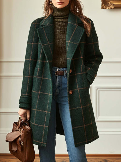Yves Paris |Manteau élégant en laine à carreaux