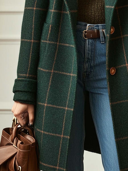Yves Paris |Manteau élégant en laine à carreaux