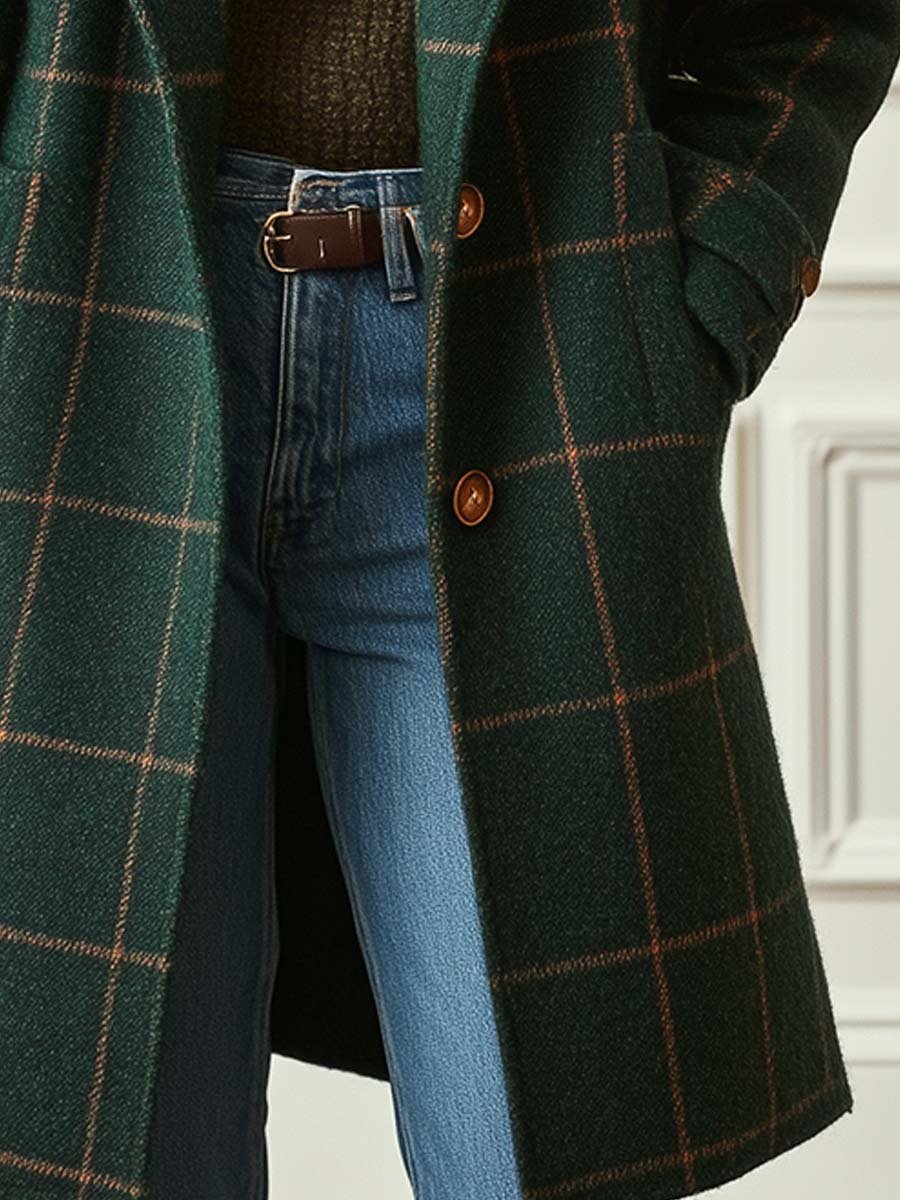 Yves Paris |Manteau élégant en laine à carreaux
